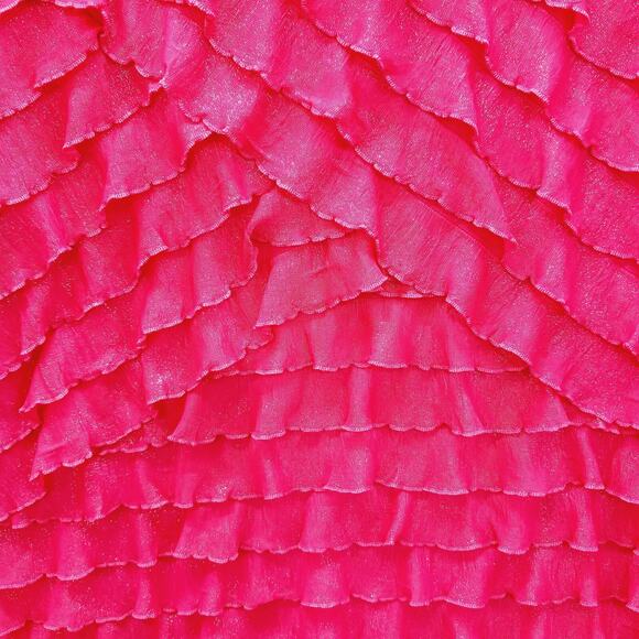 Blouse Top Size PL Rose Red Metallic Ruffle Whimsycore Dopamine Glam Y2K Fairy - Picture 3 of 12